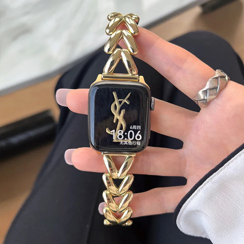 Starlight Metal Lady Strap For Apple Watch Band 41mm 40mm 44 45 38mm Zinc Alloy Band For iWatch Series 8 7 SE 6 3 4 5 Ultra 49mm