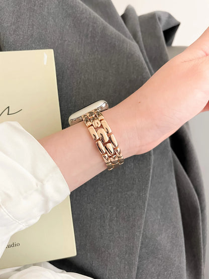 Slim Metal Wrist Bracelet for Apple Watch Band 40mm 38 41 44 45 49 42mm Fashion Rose Gold Strap for iWatch Series 9 8 7 6 5 4 SE