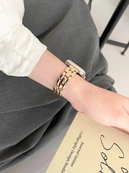 Slim Metal Wrist Bracelet for Apple Watch Band 40mm 38 41 44 45 49 42mm Fashion Rose Gold Strap for iWatch Series 9 8 7 6 5 4 SE