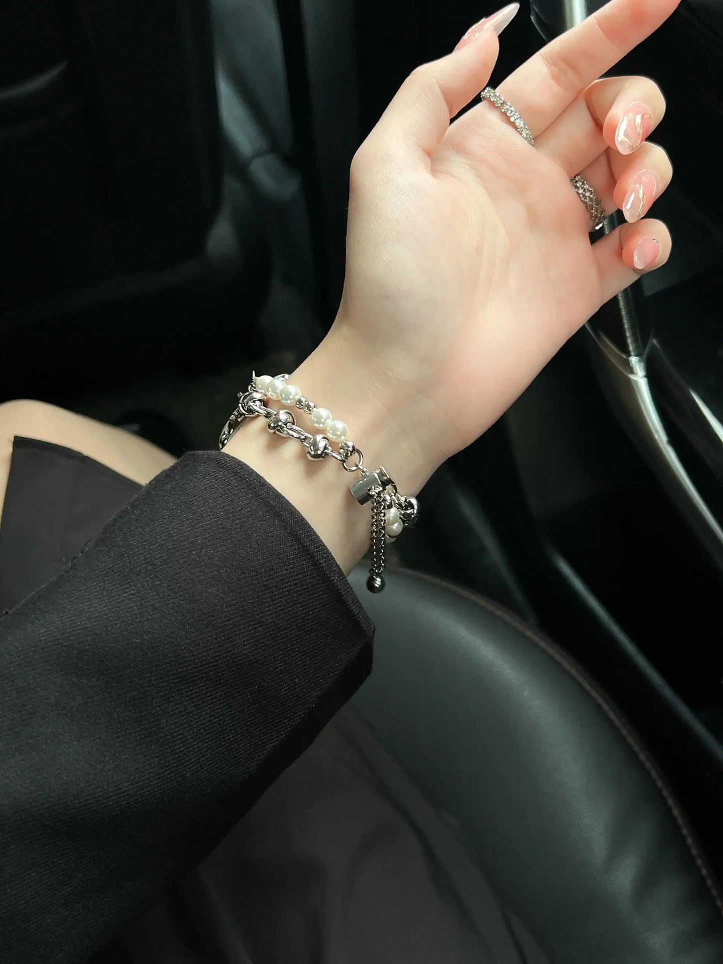 Beads Metal Loop Strap For Apple Watch Band For Women 38mm 40mm 41mm 42mm 44mm 45mm 46mm 49mm