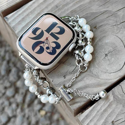 Beads Metal Loop Strap For Apple Watch Band For Women 38mm 40mm 41mm 42mm 44mm 45mm 46mm 49mm