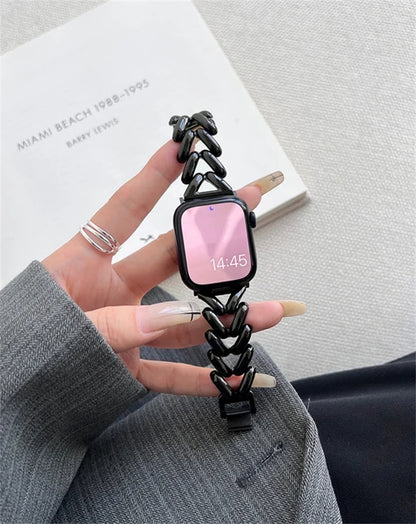 Starlight Metal Lady Strap For Apple Watch Band 41mm 40mm 44 45 38mm Zinc Alloy Band For iWatch Series 8 7 SE 6 3 4 5 Ultra 49mm