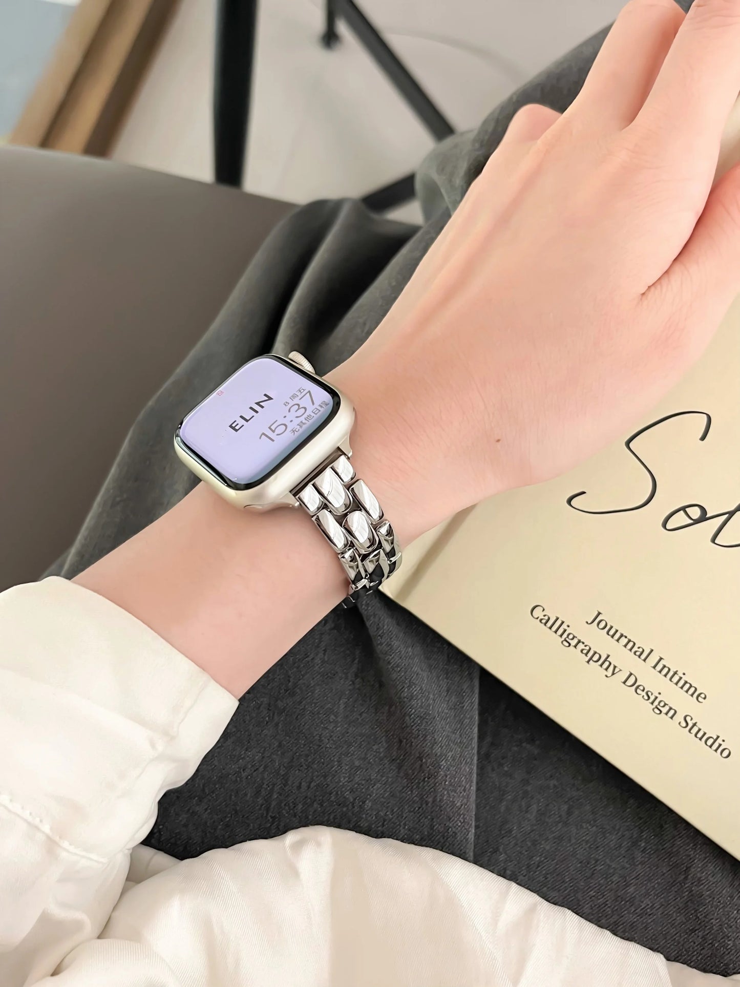 Slim Metal Wrist Bracelet for Apple Watch Band 40mm 38 41 44 45 49 42mm Fashion Rose Gold Strap for iWatch Series 9 8 7 6 5 4 SE