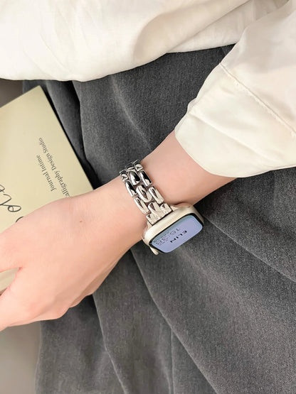 Slim Metal Wrist Bracelet for Apple Watch Band 40mm 38 41 44 45 49 42mm Fashion Rose Gold Strap for iWatch Series 9 8 7 6 5 4 SE