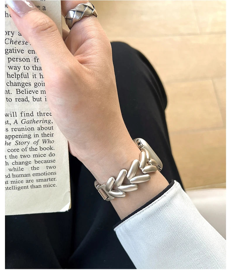 Starlight Metal Lady Strap For Apple Watch Band 41mm 40mm 44 45 38mm Zinc Alloy Band For iWatch Series 8 7 SE 6 3 4 5 Ultra 49mm