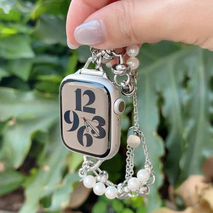 Beads Metal Loop Strap For Apple Watch Band For Women 38mm 40mm 41mm 42mm 44mm 45mm 46mm 49mm