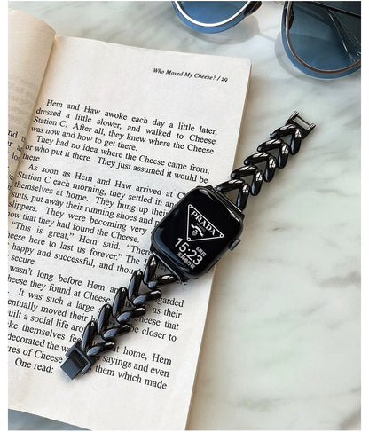 Starlight Metal Lady Strap For Apple Watch Band 41mm 40mm 44 45 38mm Zinc Alloy Band For iWatch Series 8 7 SE 6 3 4 5 Ultra 49mm