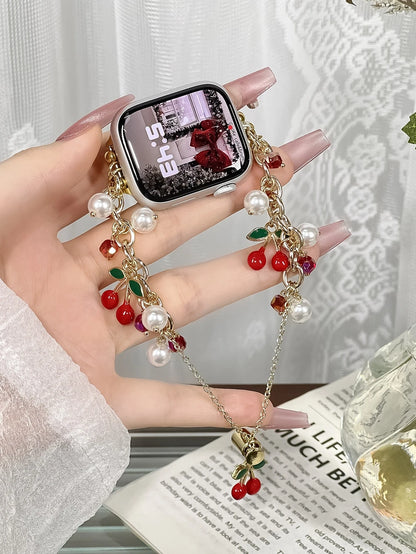 Beads Metal Loop Strap For Apple Watch Band For Women 38mm 40mm 41mm 42mm 44mm 45mm 46mm 49mm