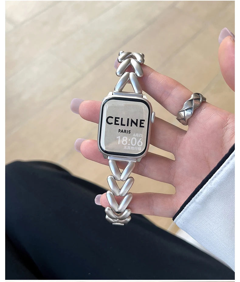 Starlight Metal Lady Strap For Apple Watch Band 41mm 40mm 44 45 38mm Zinc Alloy Band For iWatch Series 8 7 SE 6 3 4 5 Ultra 49mm