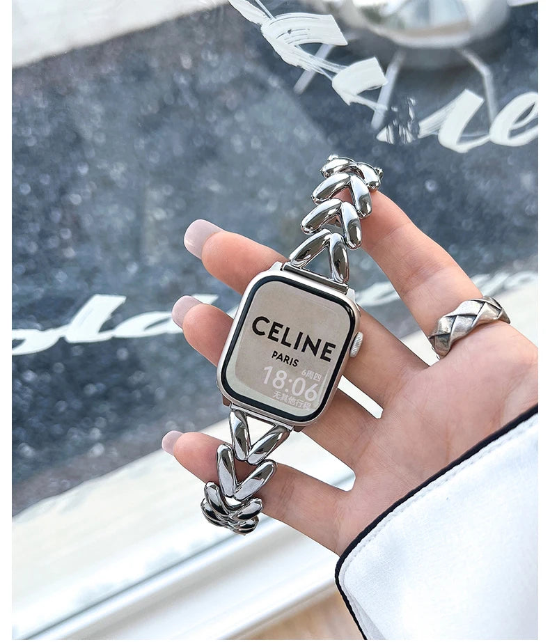 Starlight Metal Lady Strap For Apple Watch Band 41mm 40mm 44 45 38mm Zinc Alloy Band For iWatch Series 8 7 SE 6 3 4 5 Ultra 49mm